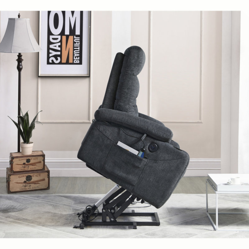 Pascasio Upholstered Heated Massage Chair, Dark Gray