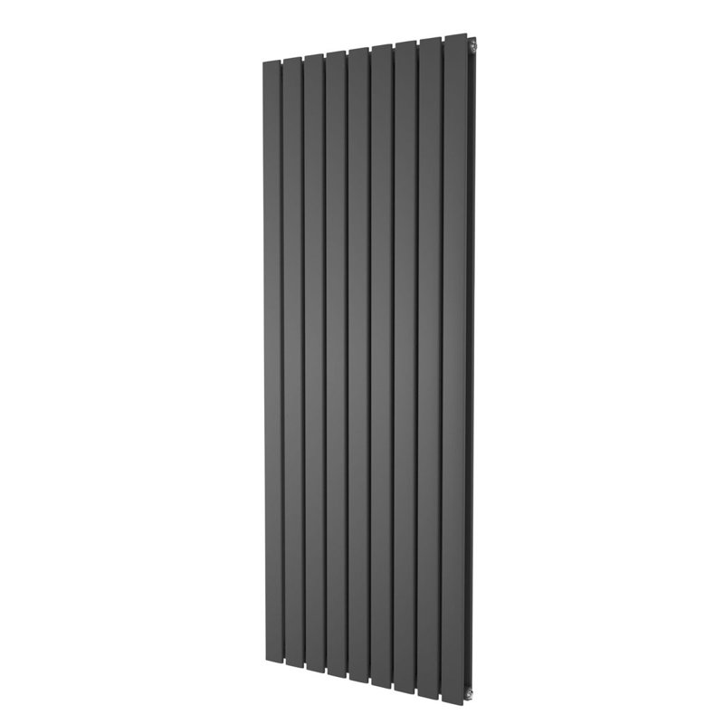 Peter Vertical Flat Double Panel Radiator, Anthracite, 120cm H x 61.2cm W x 5.8cm D