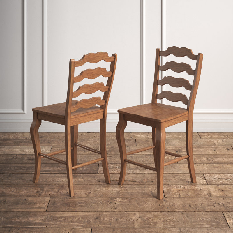 Fortville Solid Wood Counter/Bar Stool, Oak, Counter Stool (24.21” Seat Height)
