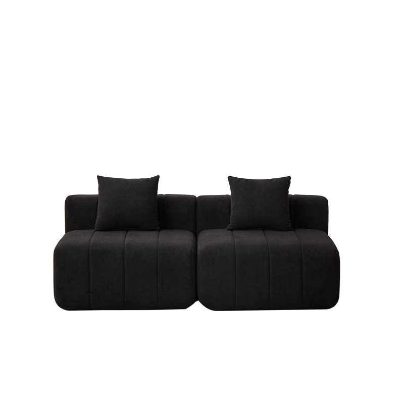 Canapé modulaire en chenille avec 2 coussins, Black Chenille