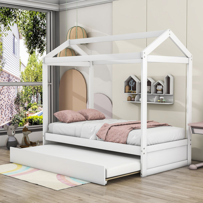 Stuckey Wood Platform Bed with Twin Size Trundle, Twin