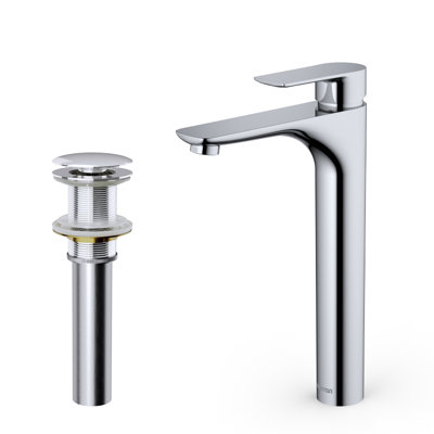 Karran Kayes Single Handle Single Hole Vessel Bathroom Faucet With Matching Pop-up Drain