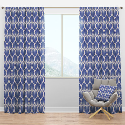Panneau de rideau simple semi-diaphane avec passe-tringle Mid-Century