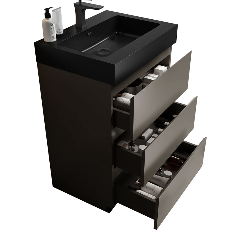Rangement de salle de bain moderne -, gris, rangement silencieux pour meuble-lavabo gris, silencieux