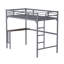 Lit mezzanine simple en métal avec bureau, échelle et garde-corps-555334773