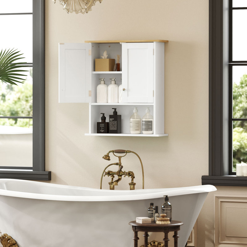 Bathroom Wall Cabinet, Modern Bathroom Cabinet Wall Mounted Medicine Cabinet With 2 Doors, Adjustable Shelf, Over The Toilet