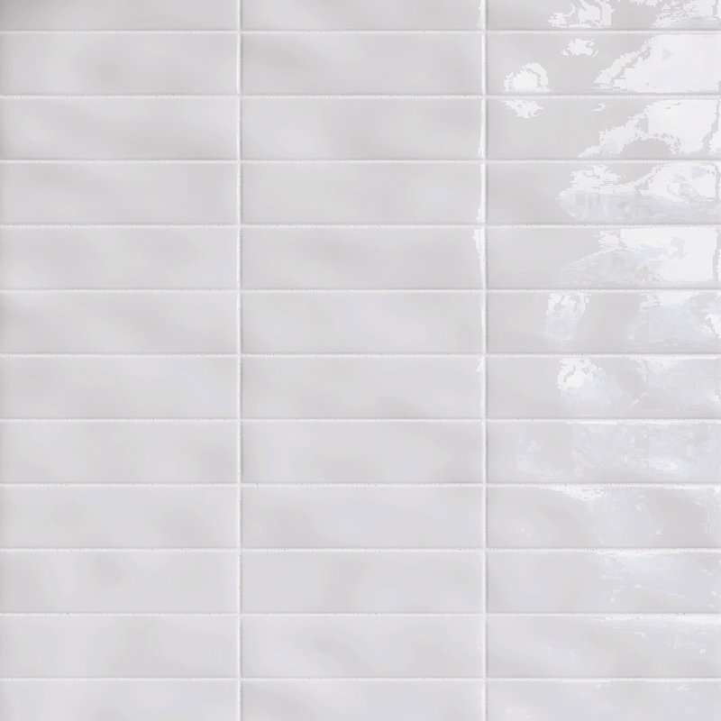 Carreau suprême Sierra 2,95 po X 11,81 po Carreau de mur de métro en céramique brillante, Blanc Blanco