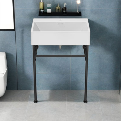 Lavabo de salle de bain console rectangulaire de 29,7 po APRESSHUI