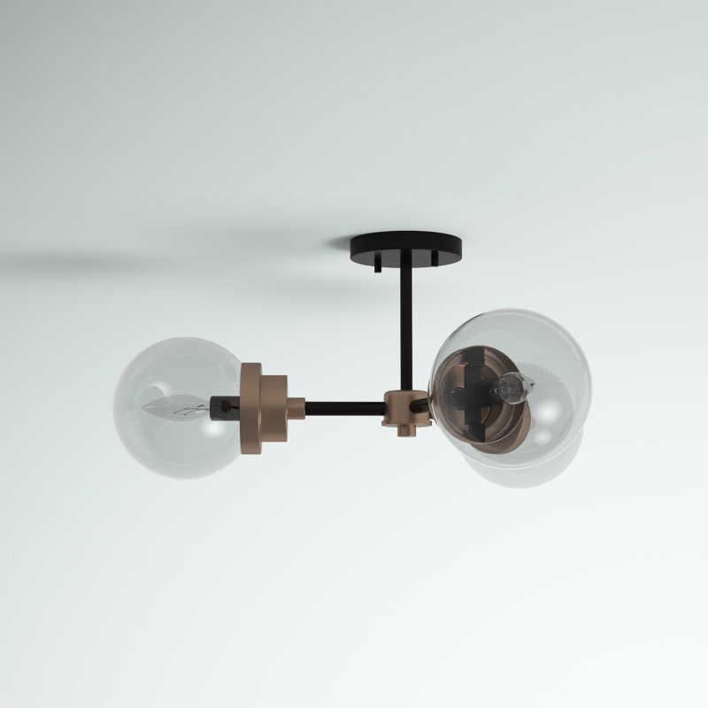 Plafonnier semi-encastré 3 lumières 22,88 po Breit, Décorations noir mat / en laiton
