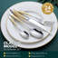 Ensemble de couverts 24 pièces en acier inoxydable martelé et martelé, or et argent, 18 pièces