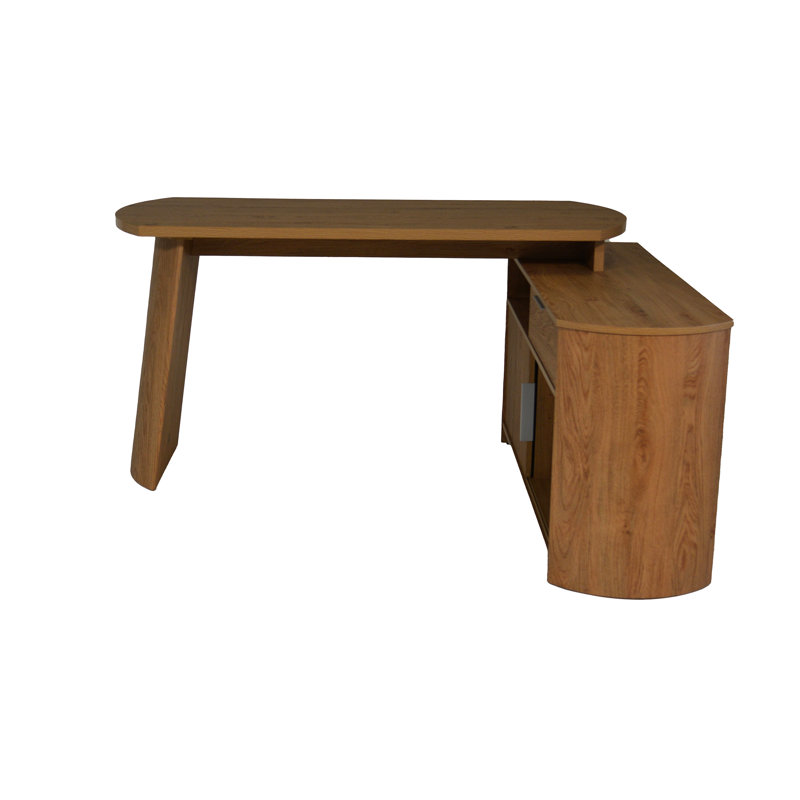L-Shaped Executive Desk, Brown/Brown