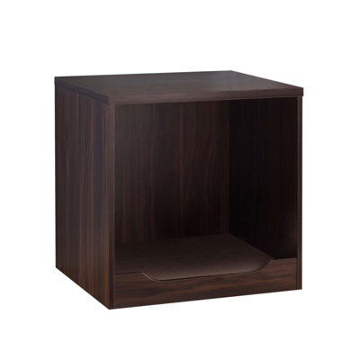 Modern Pet End Table with Removable Mat in Dark Walnut, Combining Style and Comfort for Your Home and Pet.