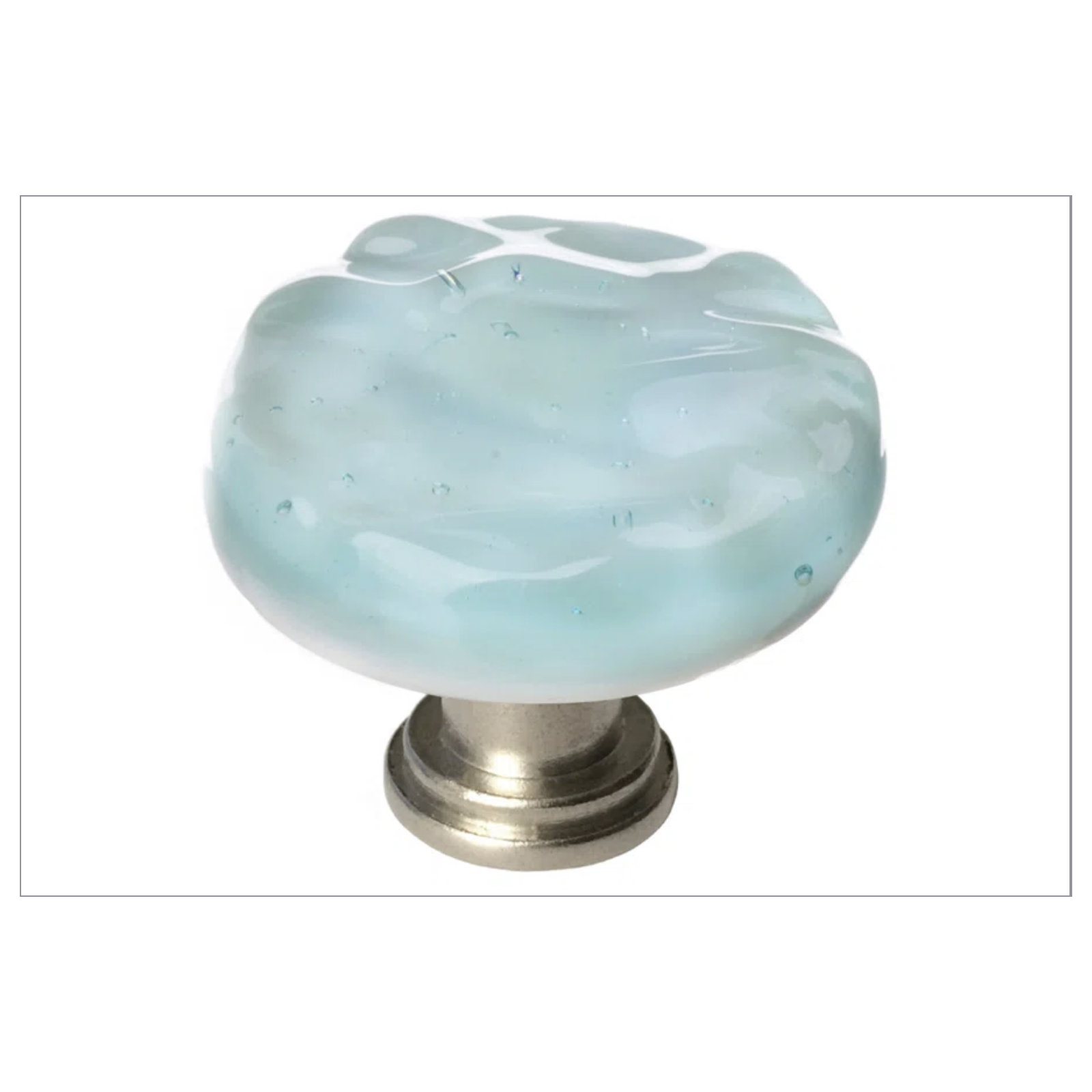 Glacier Mushroom Knob Knob, Satin Nickel, Light Aqua
