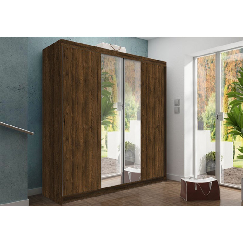 Burnsdale 2 Door Wardrobe, Walnut/Black