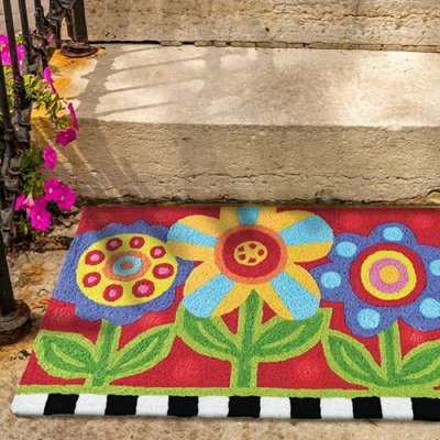 Vroman Floral Tufted 1'8" x 2'6" Red/Green/Blue Area Rug