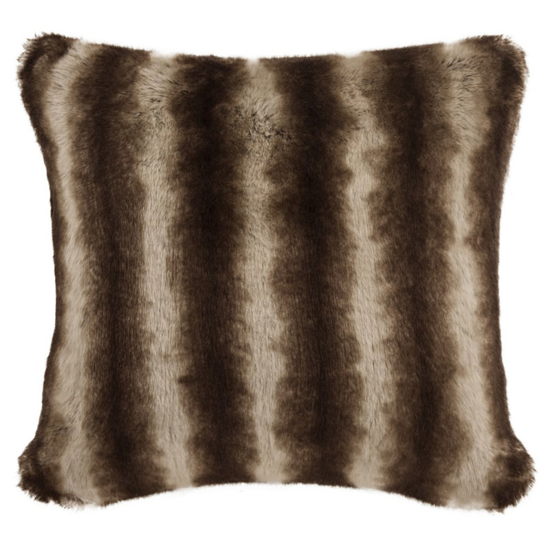 20'' Brown Faux Fur Feather Fill Decorative Pillow