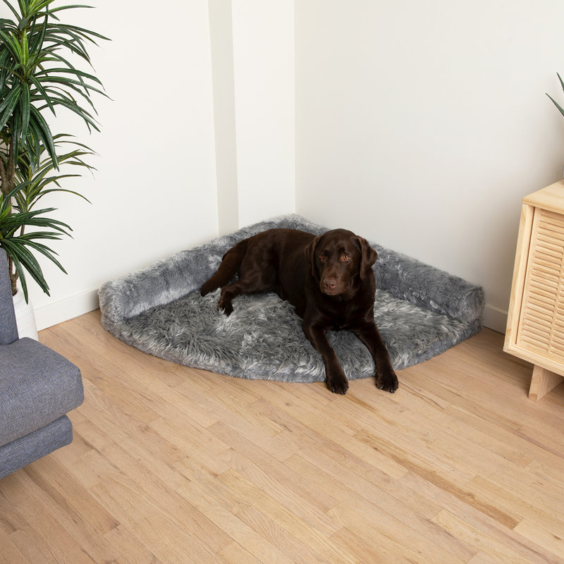 Lit d'angle pour chien en mousse à mémoire de forme Puprug, L 30 po x P 30 po x H 6 po, Gris anthracite