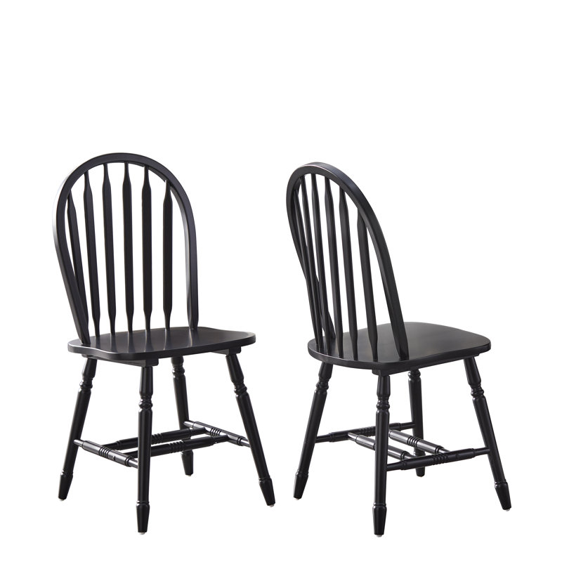 Chaise d'appoint à dossier Windsor en bois massif Tolman, Noir