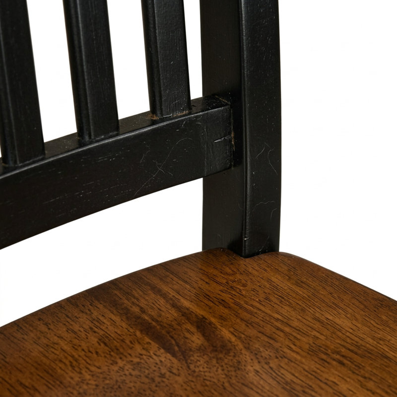 Ensemble de cuisine ronde 3 pièces en bois d'hévéa au fini cerisier noir avec chaises à dossier à lattes