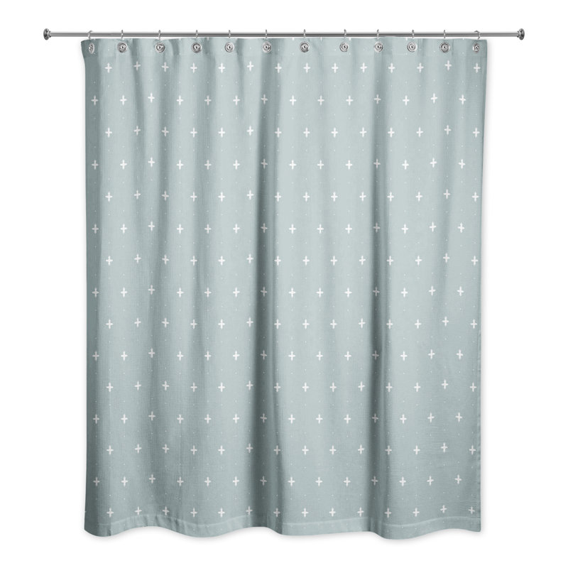 Rideau de douche simple Besni, Blanc / bleu