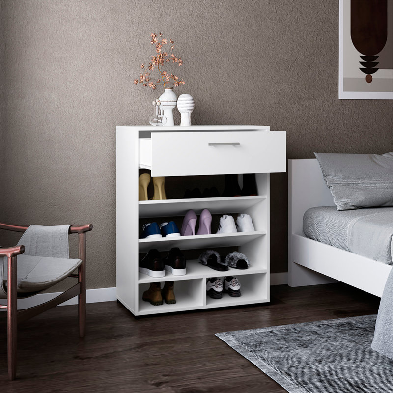 Range-chaussures, 3 niveaux, 1 tiroir, 5 tablettes, rangement pour chaussures