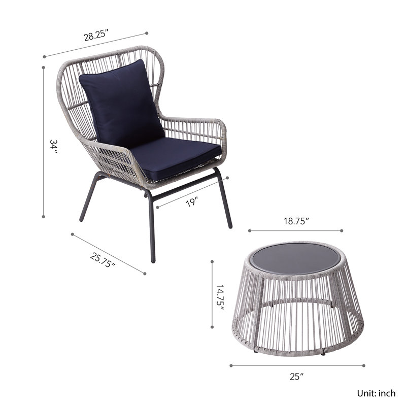 2 Seater Bistro Set with Cushions