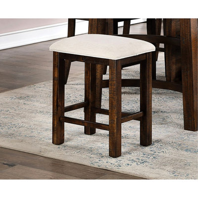 Assise de comptoir rustique en bois massif 2 pièces, coussin en tissu beige, chaises d'ameublement de salle à manger 2, siège, accessoire
