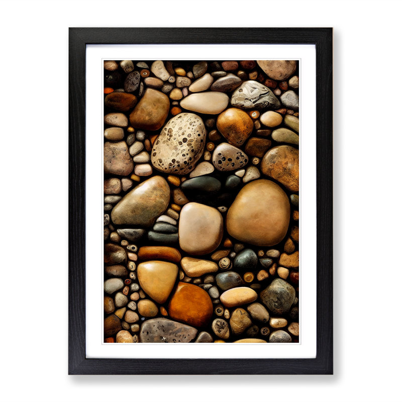 Pebbles Vol.3 - Single Picture Frame Print, 64cm H x 46cm W x 2cm D, Black