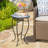 Outdoor Round Side Table With Mosaic-Style Top And Curved Iron Legs, End Table-Blue ,Wihte And Matte Black