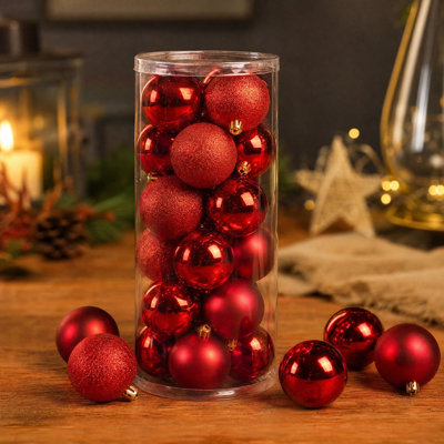 Décorations de Noël - Grandes boules de Noël électroplaquées colorées de 5 cm (lot de 24)