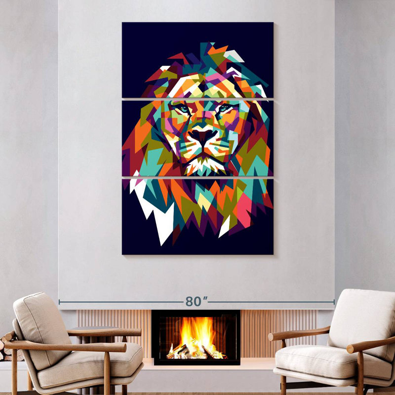 Brampt Lion Head Mosaic, 74" H x 48" W