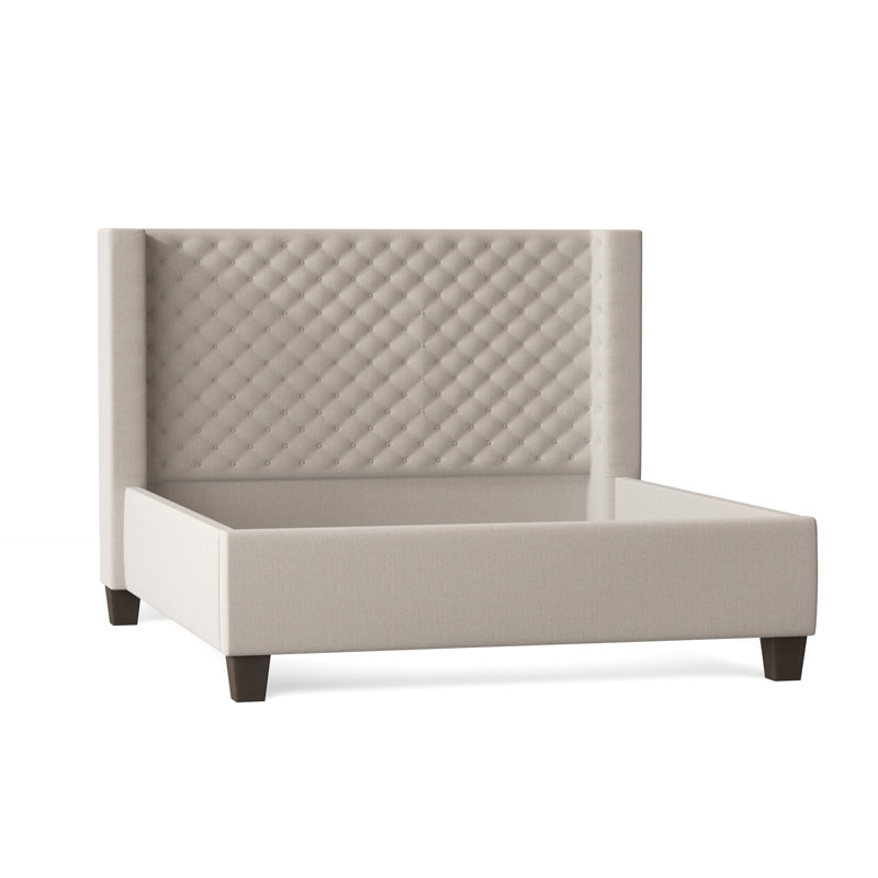 Bren Upholstered Wingback Bed, California King, Sachi Otter, Brown Mahogany