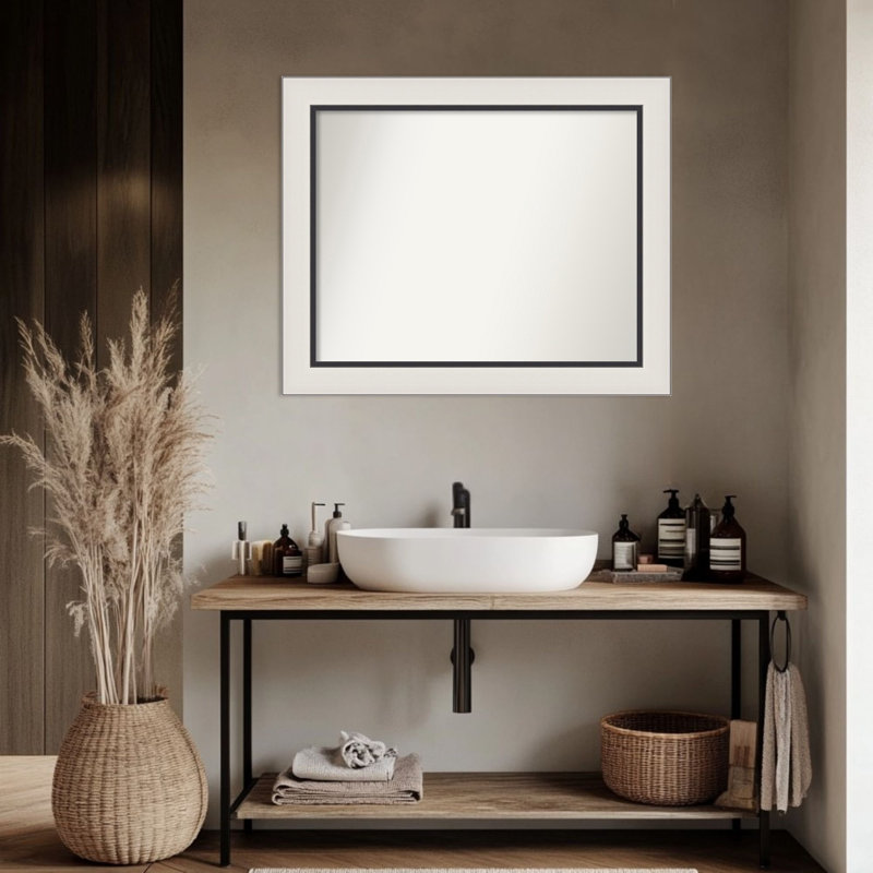 Miroir mural de salle de bain Ellie, 27,5 po x 33,5 po, Argent noir