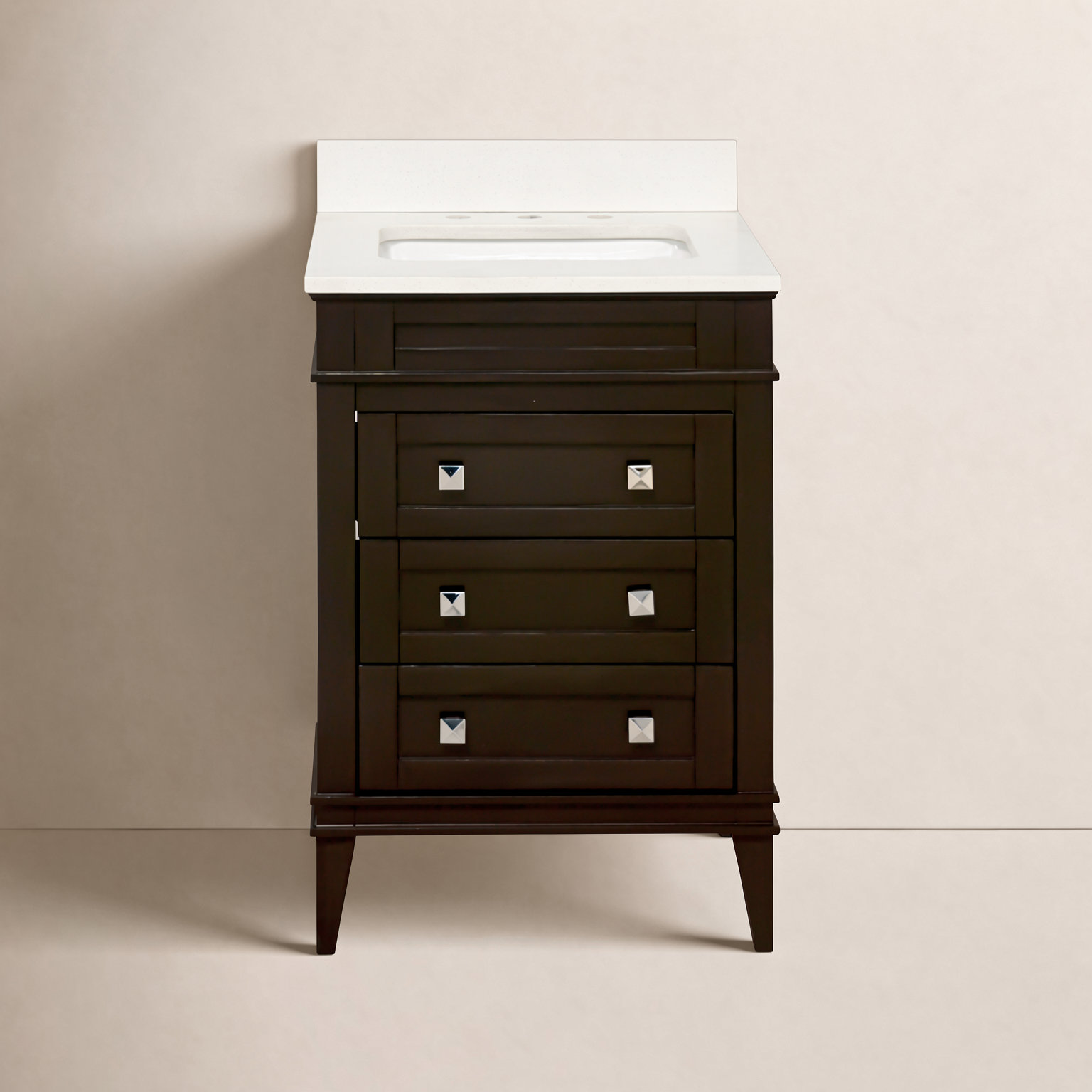 24'' Single Bathroom Vanity, Quartz, Chocolate
