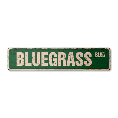 Bluegrass Street Sign Aluminum 4" X 18"