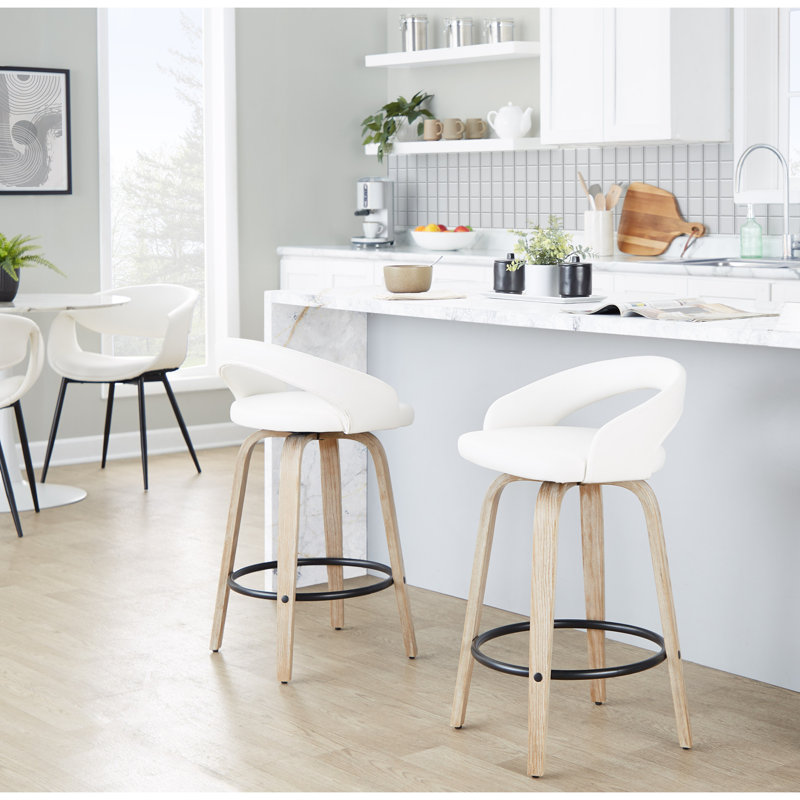 Tabouret de comptoir à hauteur fixe avec pivot, Naturel, Beige