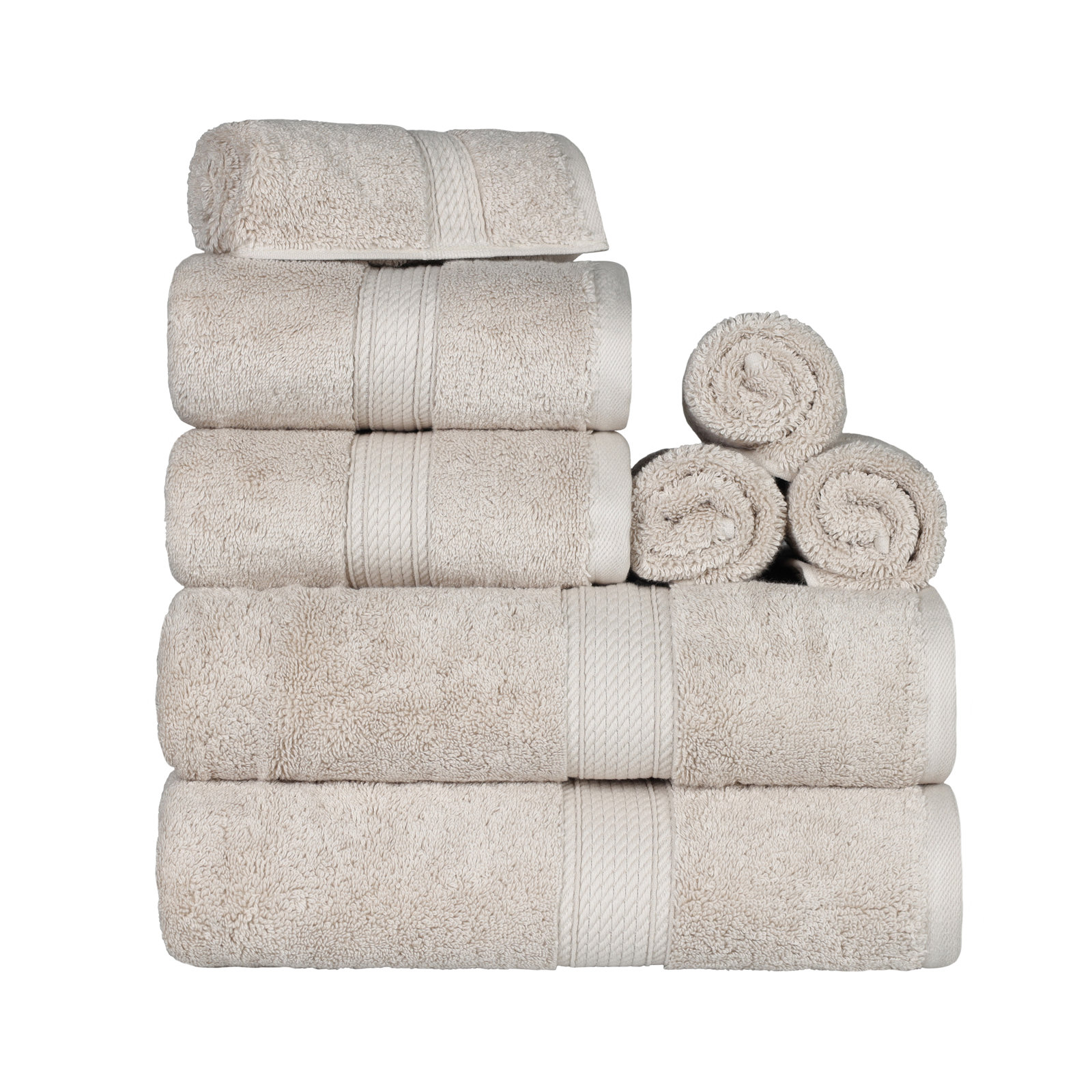 Renata 8-Piece Egyptian Cotton Towel Set, Stone