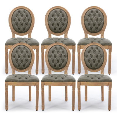 French-Style Farmhouse Dining Chair with Round Backrest,Set of 6