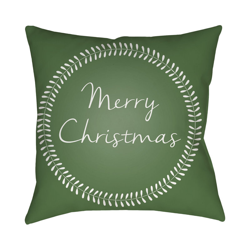 Reversible Throw Pillow, 20" H x 20" W x 4" D, Green / White