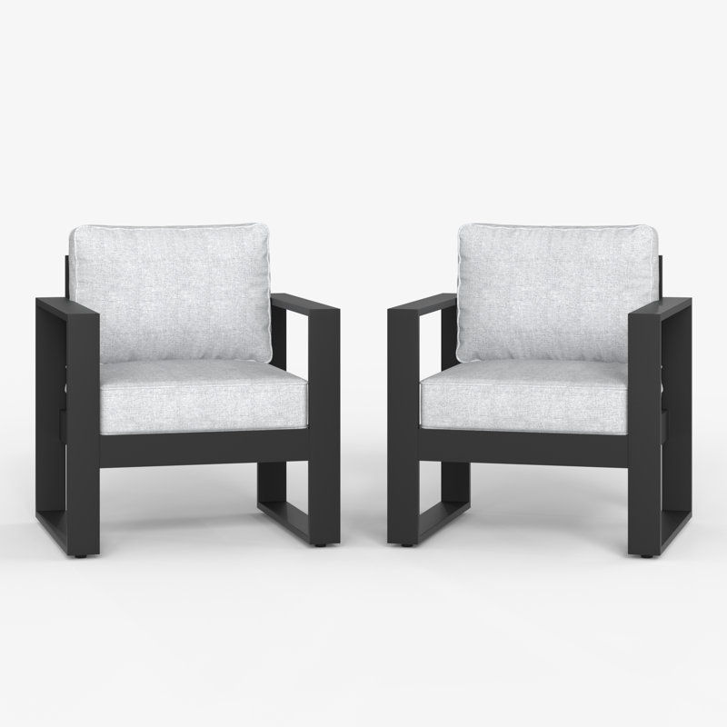 Outdoor Lounge Chair, Black Frame/Grey Cushion