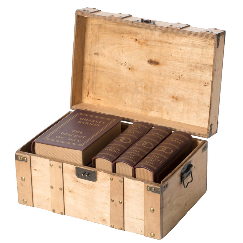 Petit coffre en bois naturel avec poignées, petit