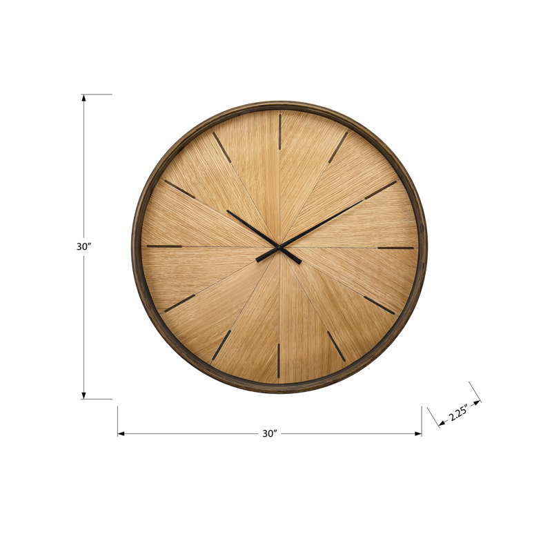 Clocks, 30" Round, Large Oversized, Wall Clock, Brown, Modern, Contemporary