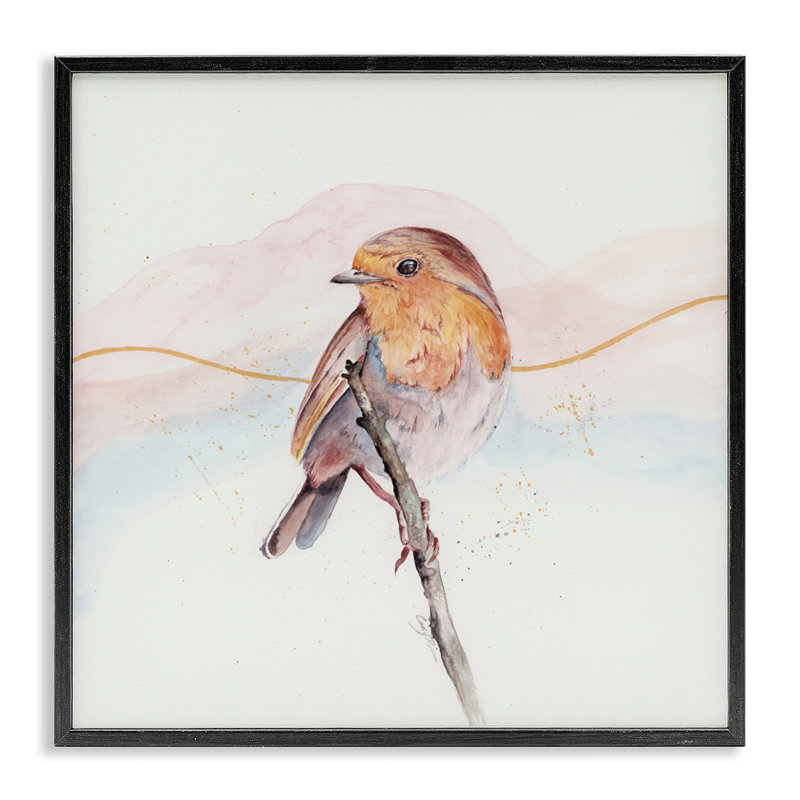 Songbird perché subtilement encadré, estampe numérique, design par Cady, Giclée encadrée noir minuit, H 12 po x l 12 po