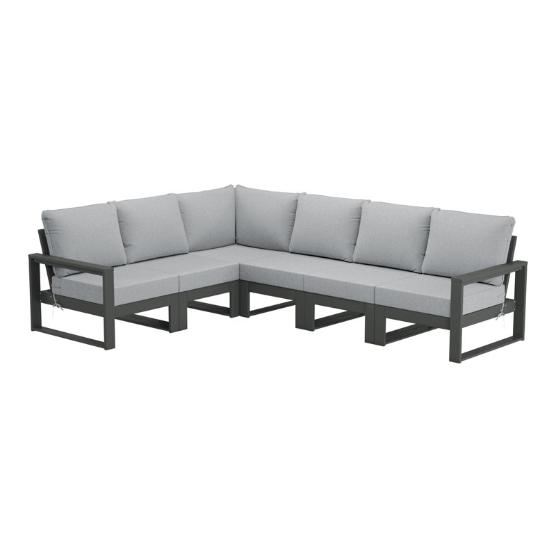 Ensemble de conversation profonde avec cadre 6 pièces pour patio, Gris clair, Gris