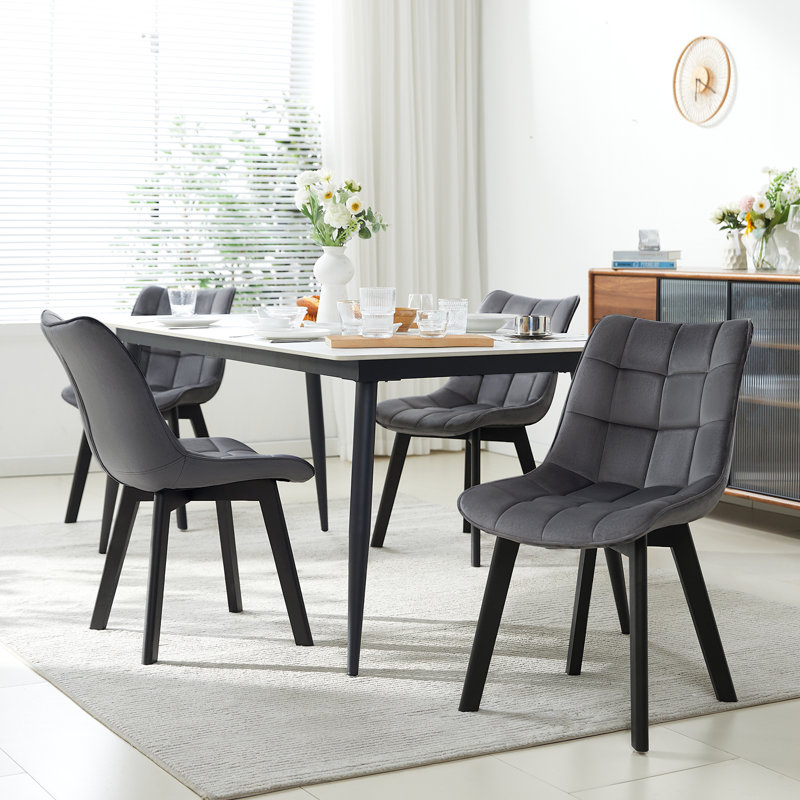 Stallworth Upholstered Dining Chair, Dark Grey