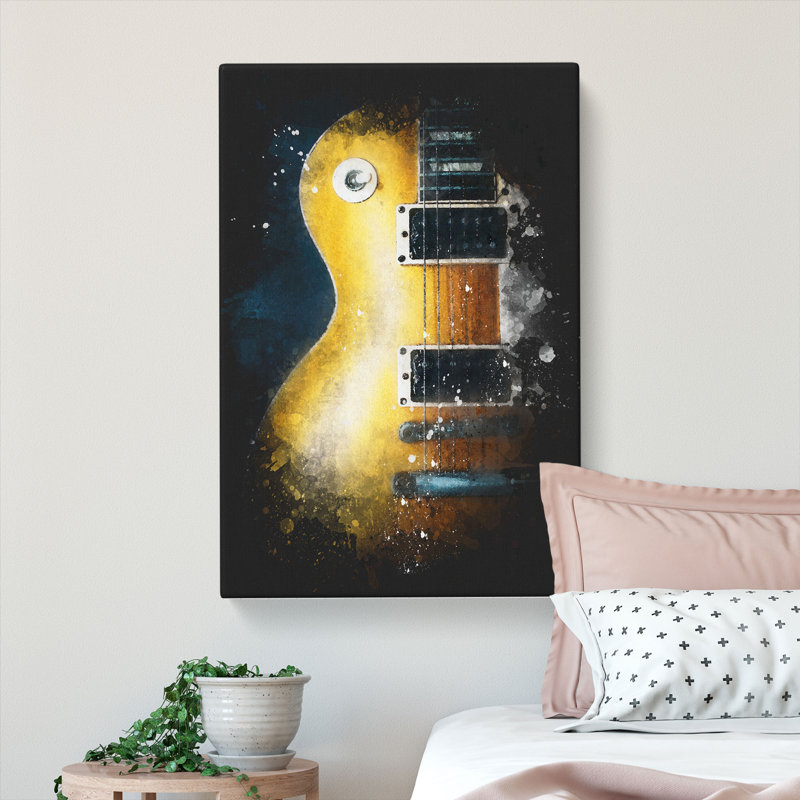 Aged Electric Guitar - Wrapped Canvas Painting, 60cm H x 40cm W x 3cm D