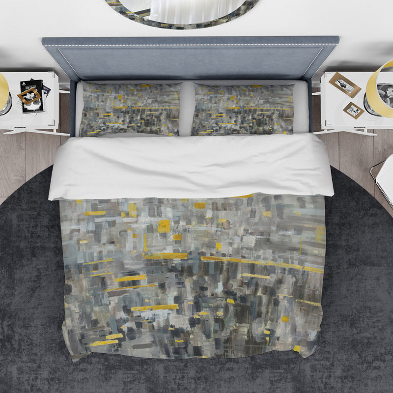 Glam Gold Reflection - Ensemble de housse de couette moderne et transitionnel - Microfibre de polyester