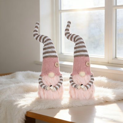 2 pièces de figurines de gnomes de café en peluche avec chapeau rayé suédois Tomte Elf nain décor pour bar cadeaux de fête de fête Home Decor