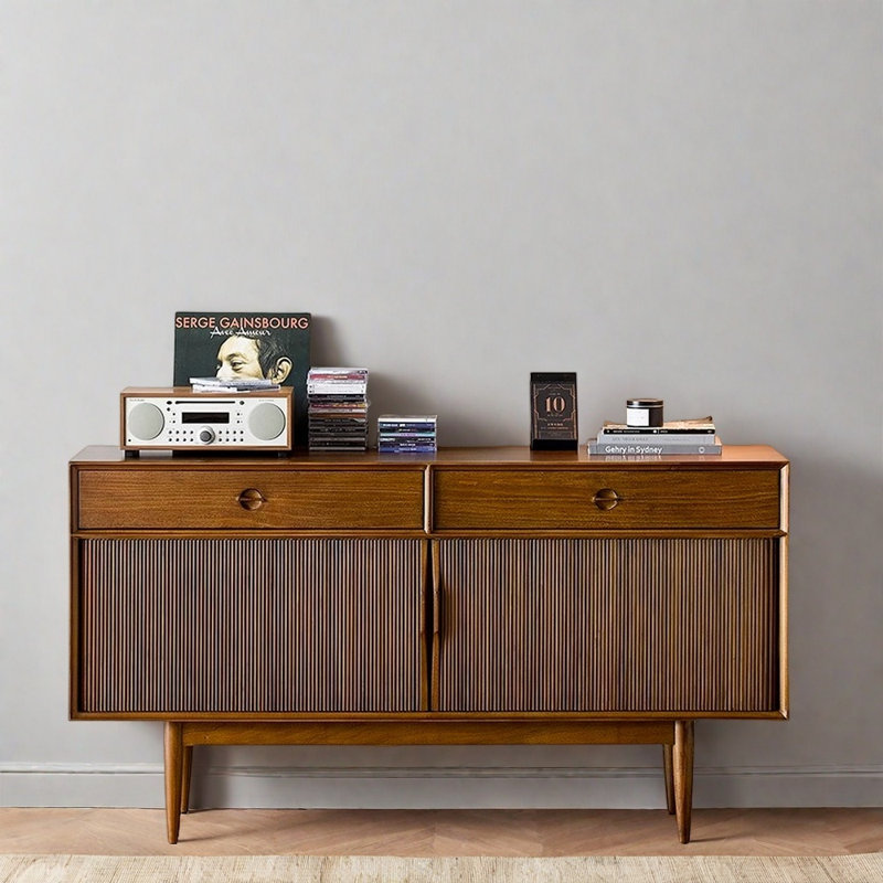 Mid-Century Modern Solid Wood Entryway Cabinet