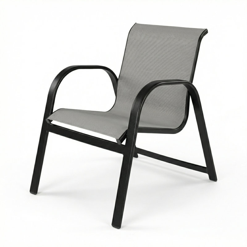Chaise avec accoudoirs, Harnais gris tourterelle / noir mat